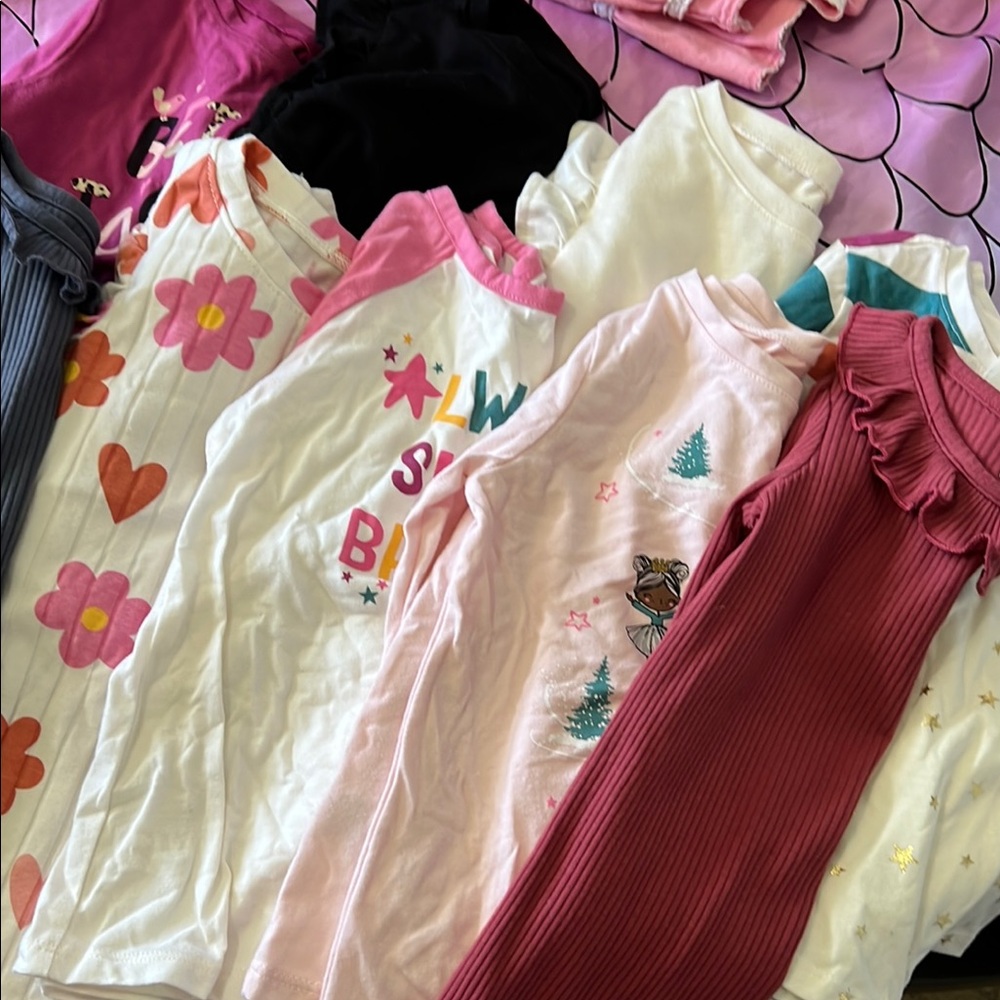 Garanimals Kids Long Sleeve Tees - Pink, White, Red
